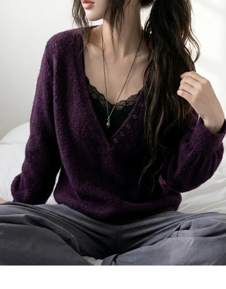 KR V NECK KNIT (4 Colors)