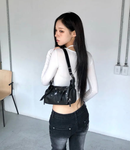 BAEL CROSS LEATHER PATCH MINI SHOULDER BAG