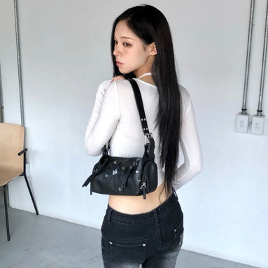 BAEL CROSS LEATHER PATCH MINI SHOULDER BAG