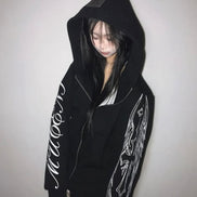 POZEN MIX LETTERING HOOD ZIPUP