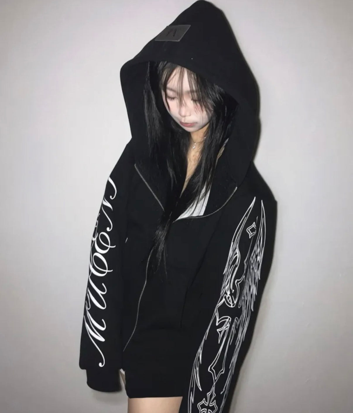 POZEN MIX LETTERING HOOD ZIPUP