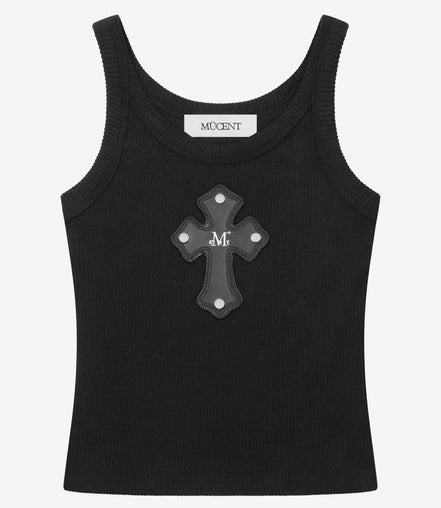 Theo Cross Leather Patch Sleeveless (Black)
