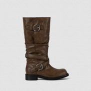 Raven Foldable Buckle Boots (Brown)
