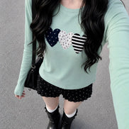 KR THREE DIFF HEARTS LONG SLEEVE TSHIRT (5 COLORS)