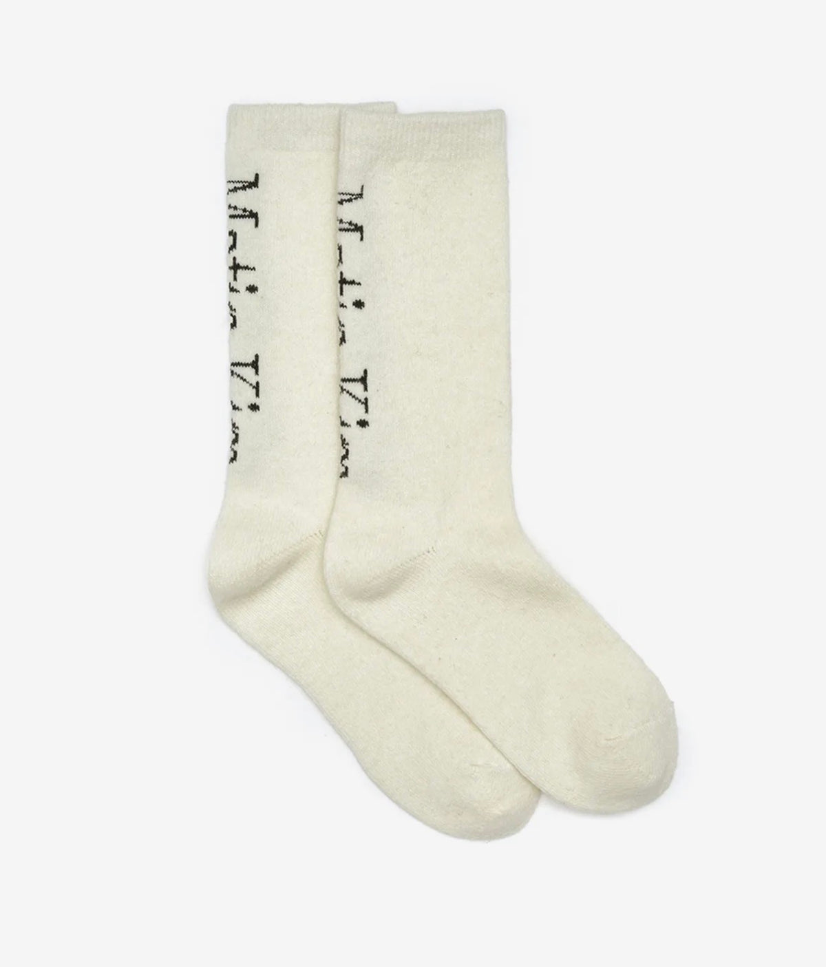 LOGO JACQUARD WOOL CREW SOCKS IN IVORY