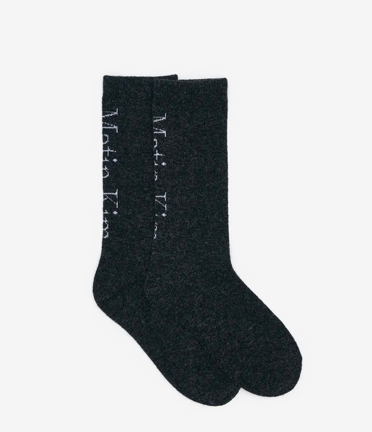 LOGO JACQUARD WOOL CREW SOCKS IN CHARCOAL
