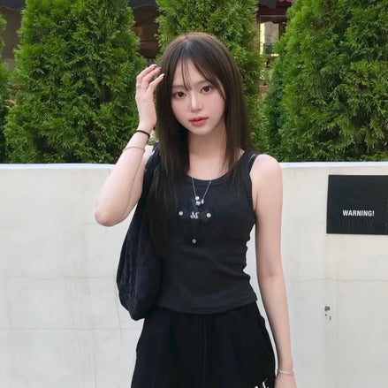 Theo Cross Leather Patch Sleeveless (Black)