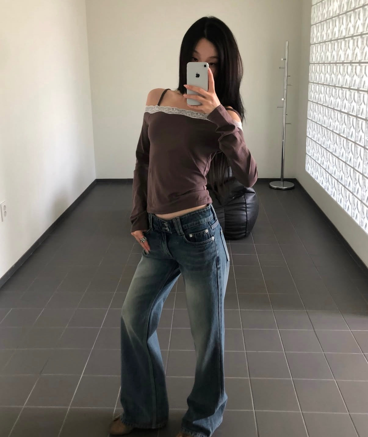 KR OFF LACE LONG T (3 COLORS)