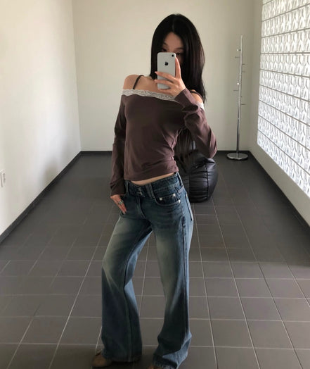 KR OFF LACE LONG T (3 COLORS)