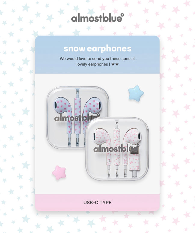 almost blue snow earphone (heart/ ribbon)