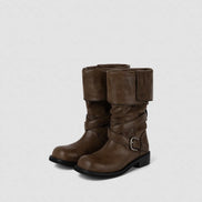Raven Foldable Buckle Boots (Brown)