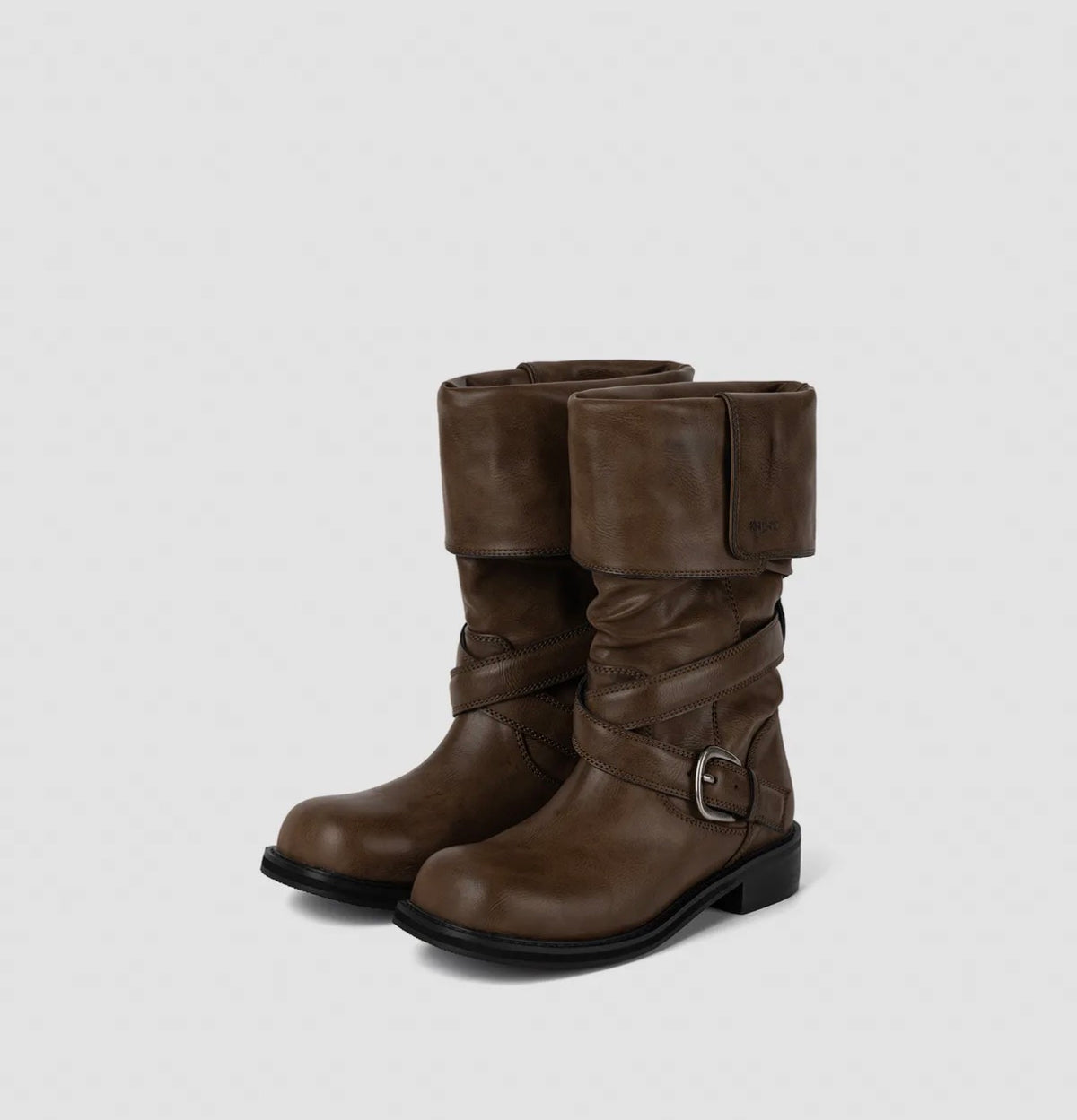 Raven Foldable Buckle Boots (Brown)