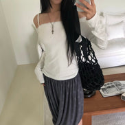 KR OFF LACE LONG T (3 COLORS)