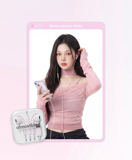 almost blue snow earphone (heart/ ribbon)