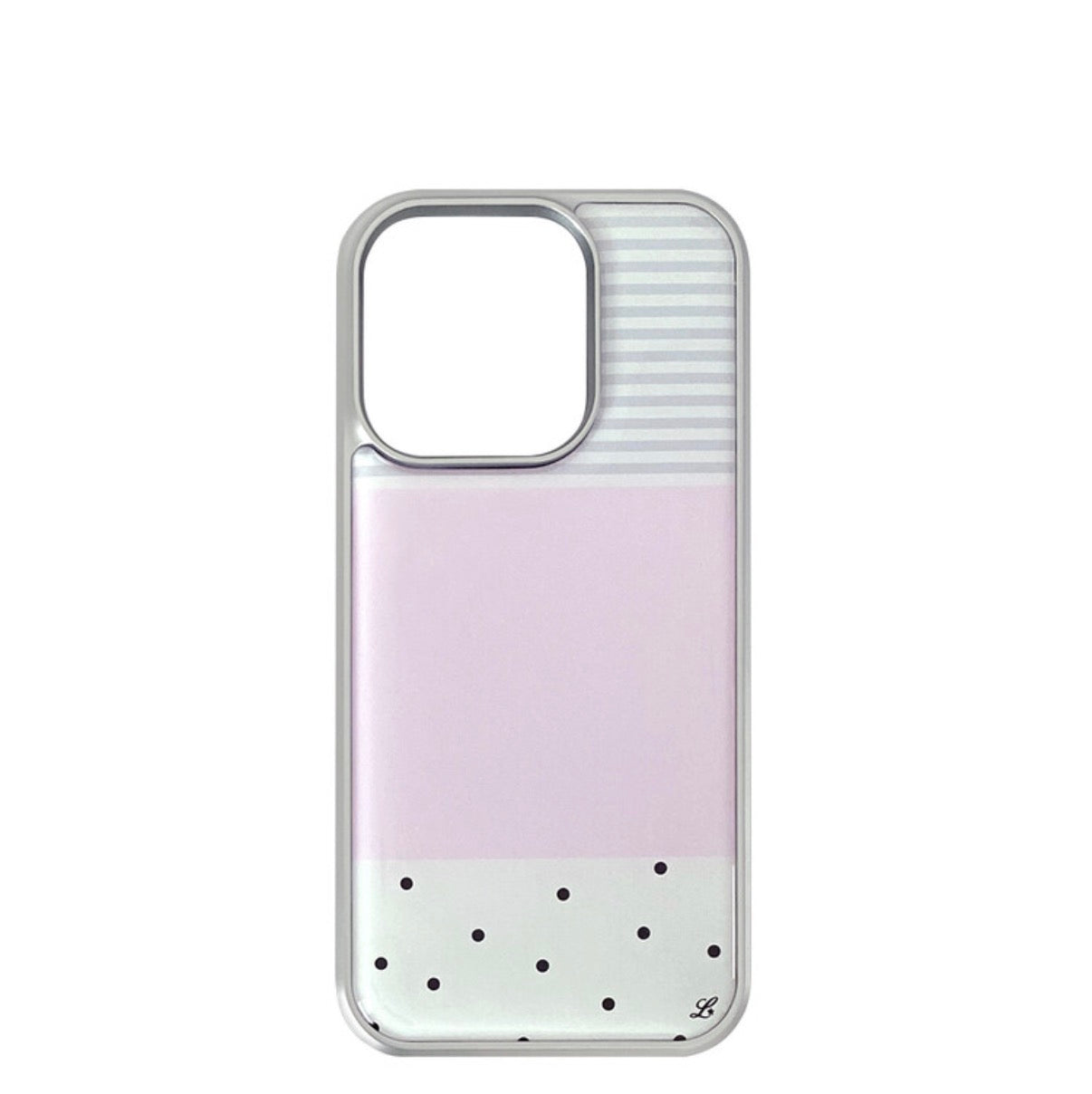 DOTTY STRIPE PHONE CASE PINK (silver bumper)