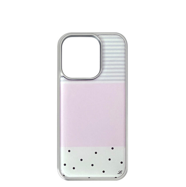 DOTTY STRIPE PHONE CASE PINK (silver bumper)