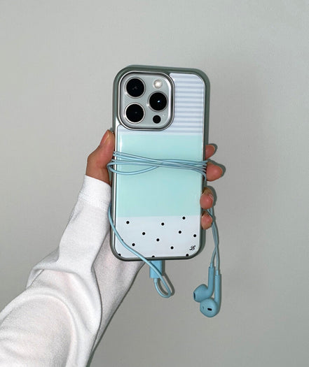 DOTTY STRIPE PHONE CASE MINT (silver bumper)