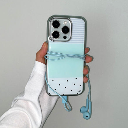 DOTTY STRIPE PHONE CASE MINT (silver bumper)