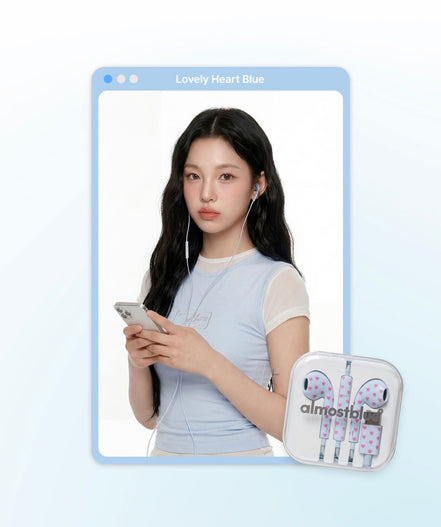 almost blue snow earphone (heart/ ribbon)