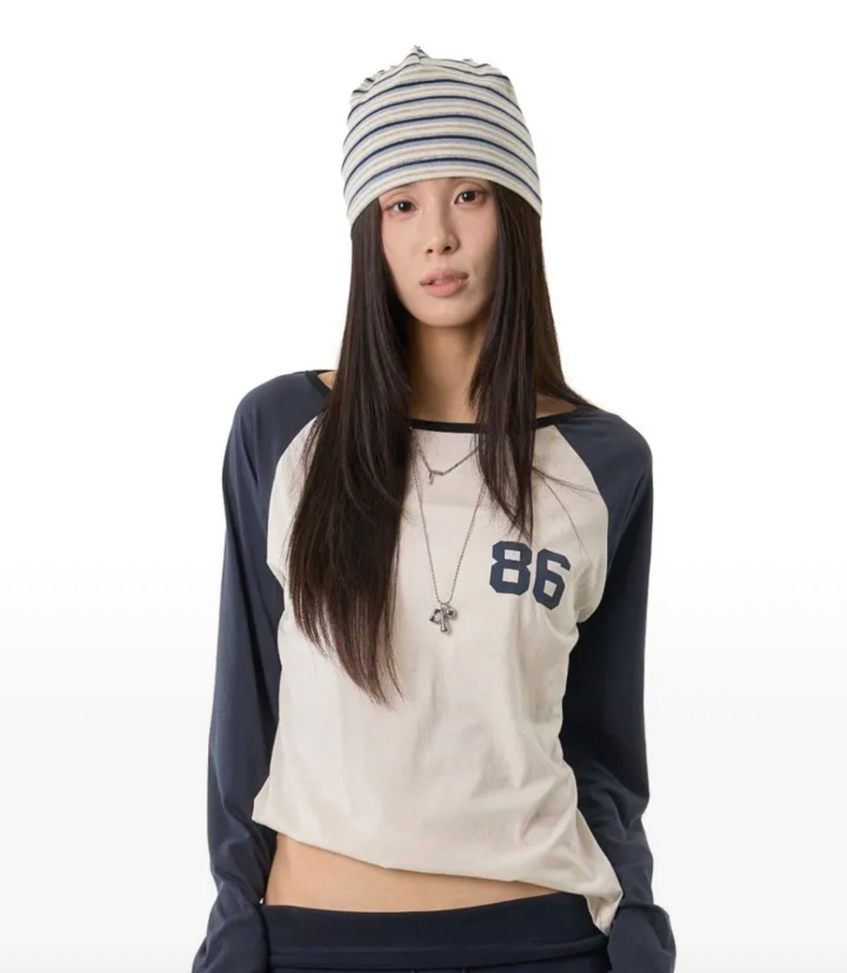 (yeji同款) KR BOAT REGLAN LONG SLEEVE (NAVY)