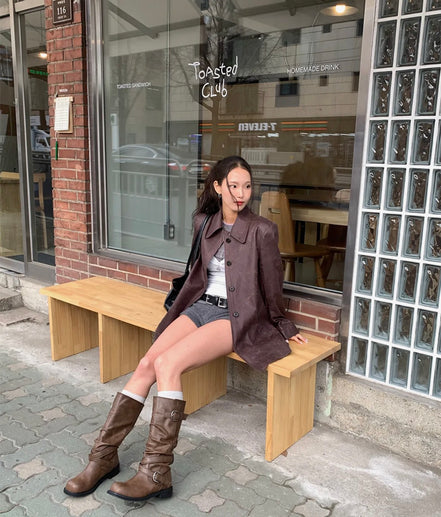 Raven Foldable Buckle Boots (Brown)
