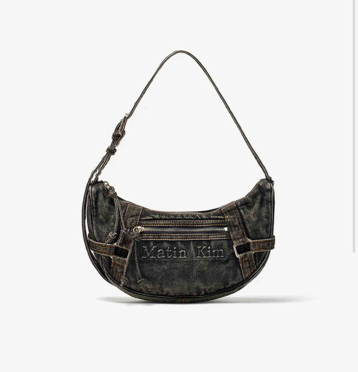 (23/9截) MATIN WASHED DENIM MINI HOBO BAG IN BLACK