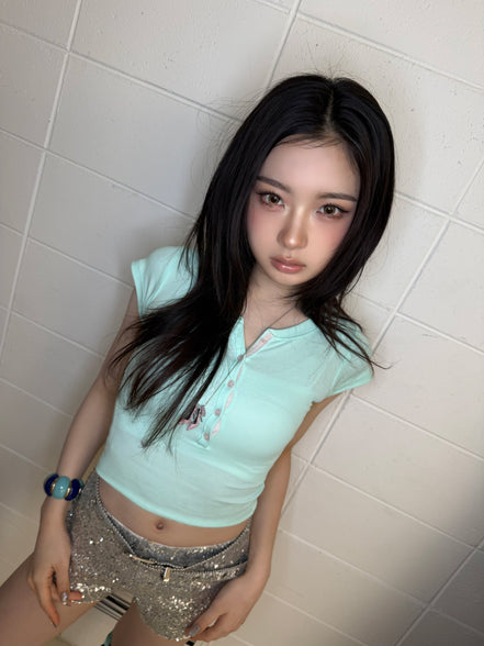 (rei同款) Baby powder lace tee (mint)
