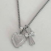 (rei同款) matt heart cross necklace