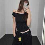 KR stars one off shoulder top (2 Colors)