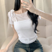 Two layers off shoulder knit (4 Colors)