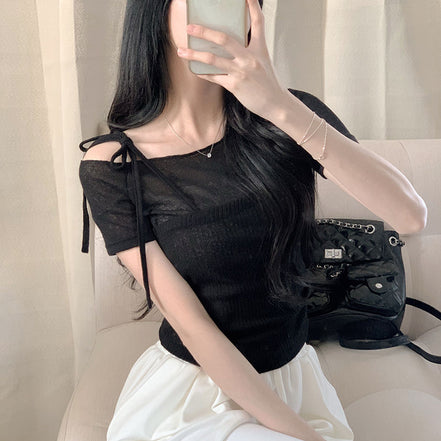 Two layers off shoulder knit (4 Colors)