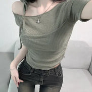 Two layers off shoulder knit (4 Colors)