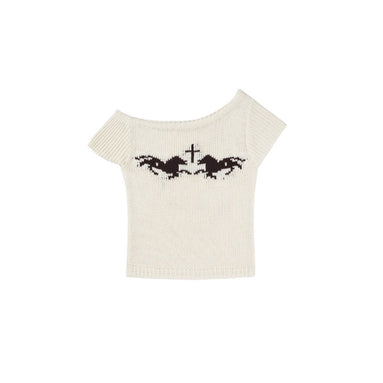 Arcanic One-Shoulder Knit Top (Oatmeal)