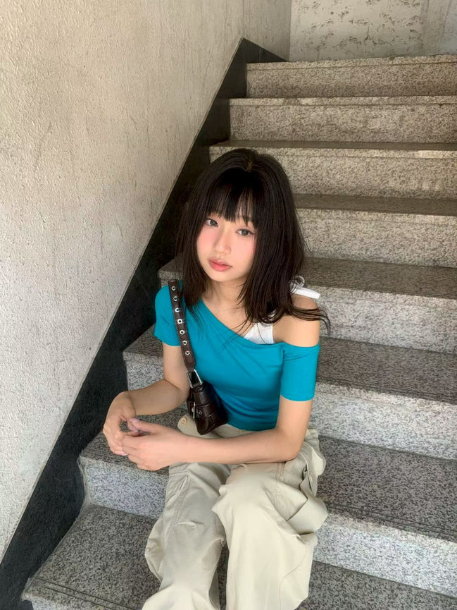 KR HALF SHOULDER SLEEVELS TOP (4 COLORS)