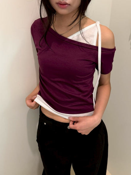 KR HALF SHOULDER SLEEVELS TOP (4 COLORS)