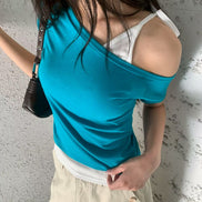 KR HALF SHOULDER SLEEVELS TOP (4 COLORS)