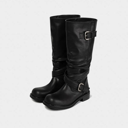 Raven Foldable Buckle Boots (Black)