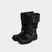 Raven Foldable Buckle Boots (Black)