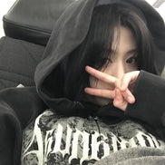 [ahyeon同款] DARK CREST HOODED ZIP-UP (WASHED BLACK)