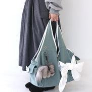 Bow Shoulder Bag (Washed Denim)