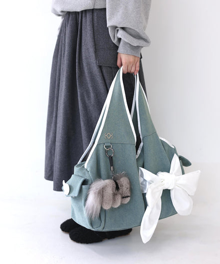 Bow Shoulder Bag (Washed Denim)