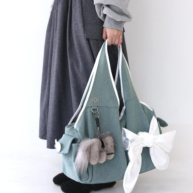 Bow Shoulder Bag (Washed Denim)