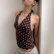 Dot Halter Top (Brown)