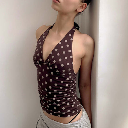 Dot Halter Top (Brown)