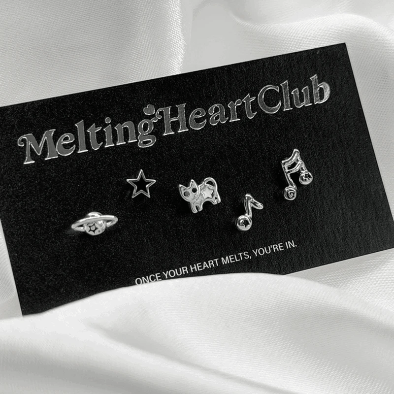 Cat Music Piercing Earring Set （5EA)