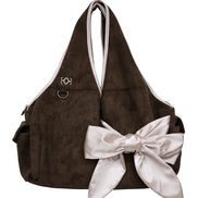 Bow Shoulder Bag (Suede Taupe)