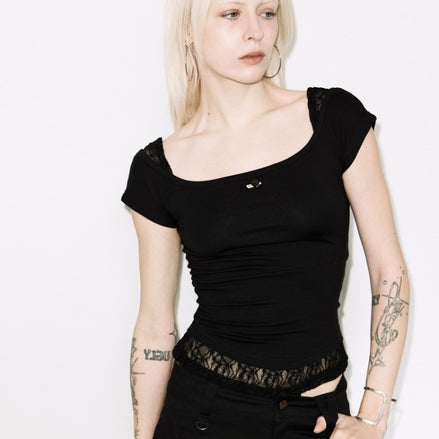 LACE SQUARE NECK TOP (BLACK)