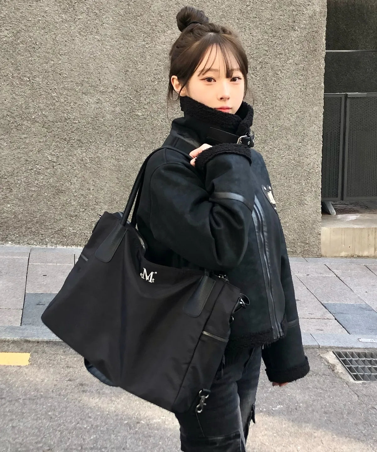 4 WAY SIGNATURE LOGO TOTE BAG(BLACK)