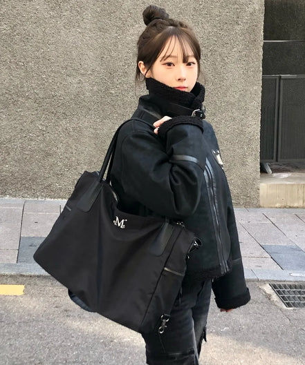 4 WAY SIGNATURE LOGO TOTE BAG(BLACK)