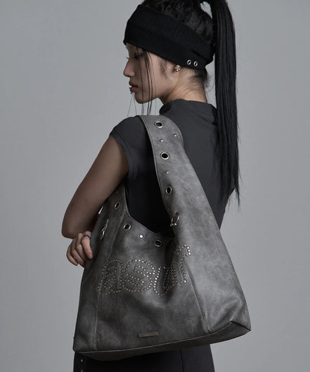 Crash eyelet shoulder bag (charcoal)